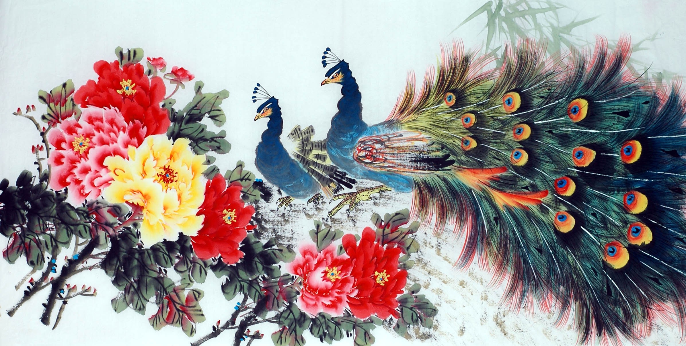 Chinese Peacock Painting - CNAG013323
