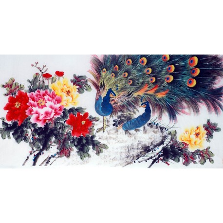 Chinese Peacock Painting - CNAG013384