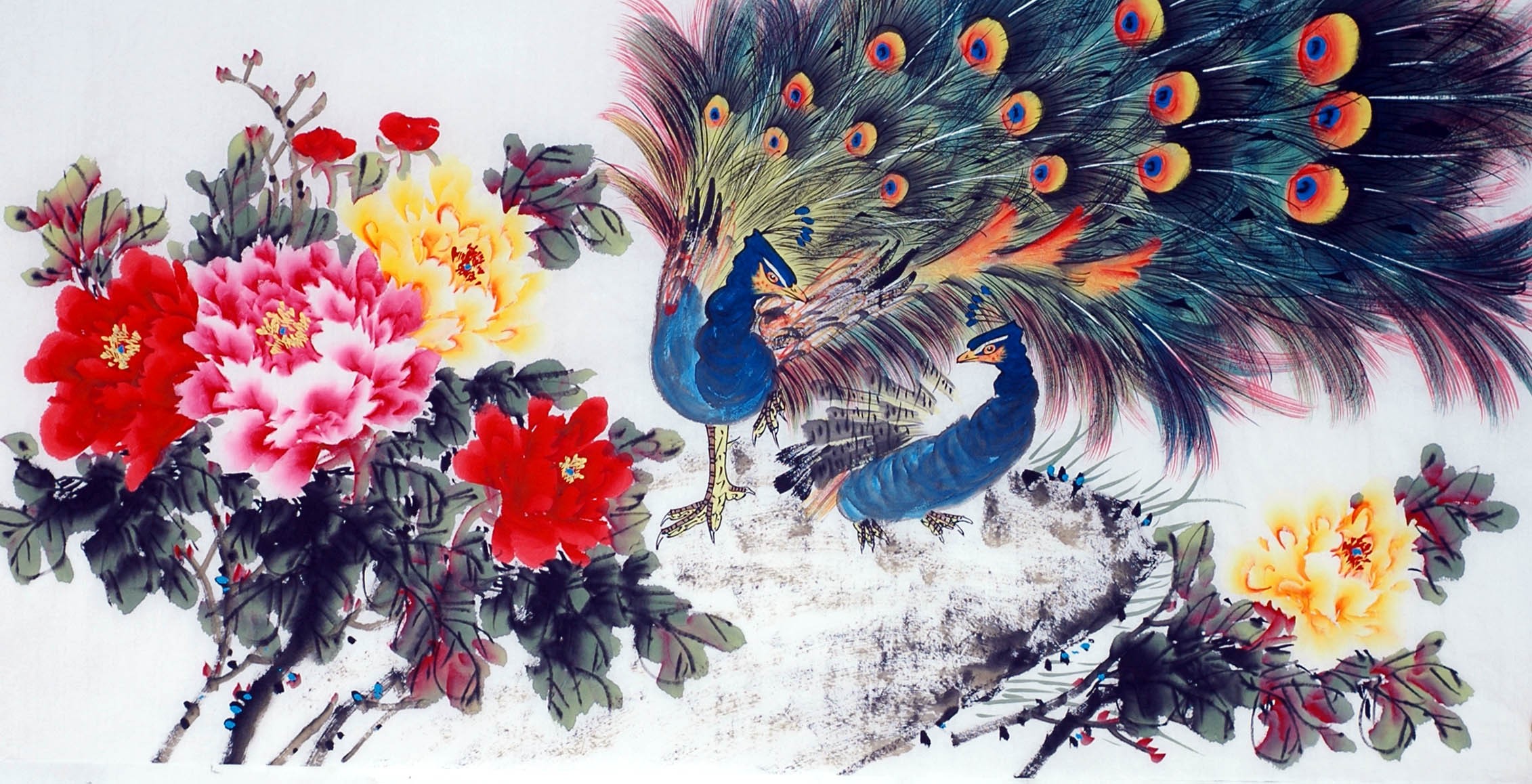 Chinese Peacock Painting - CNAG013384