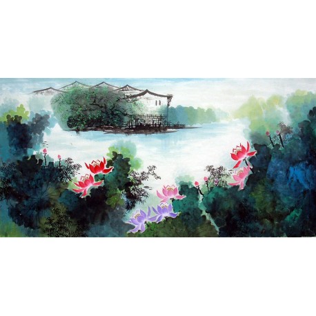 Chinese Lotus Painting - CNAG010587