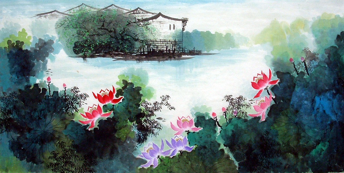 Chinese Lotus Painting - CNAG010587