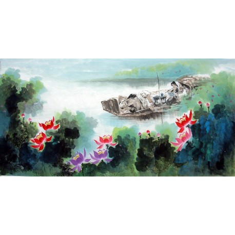 Chinese Lotus Painting - CNAG010588