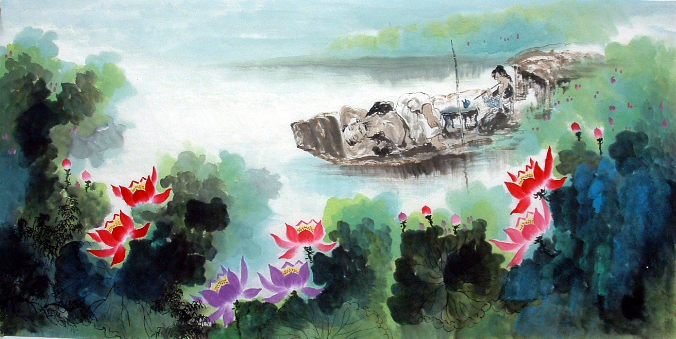 Chinese Lotus Painting - CNAG010588