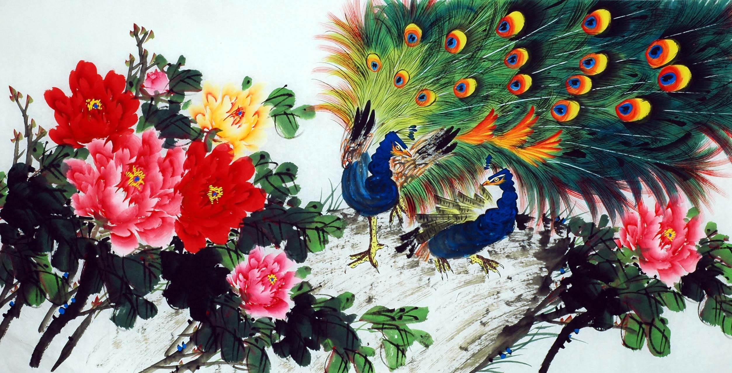 Chinese Peacock Painting - CNAG010700