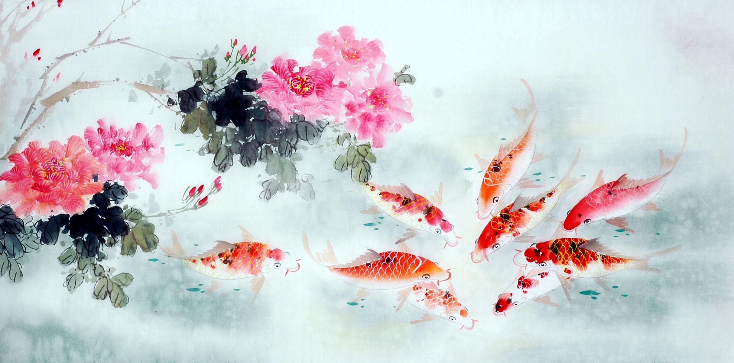 Chinese Carp Painting - CNAG011450