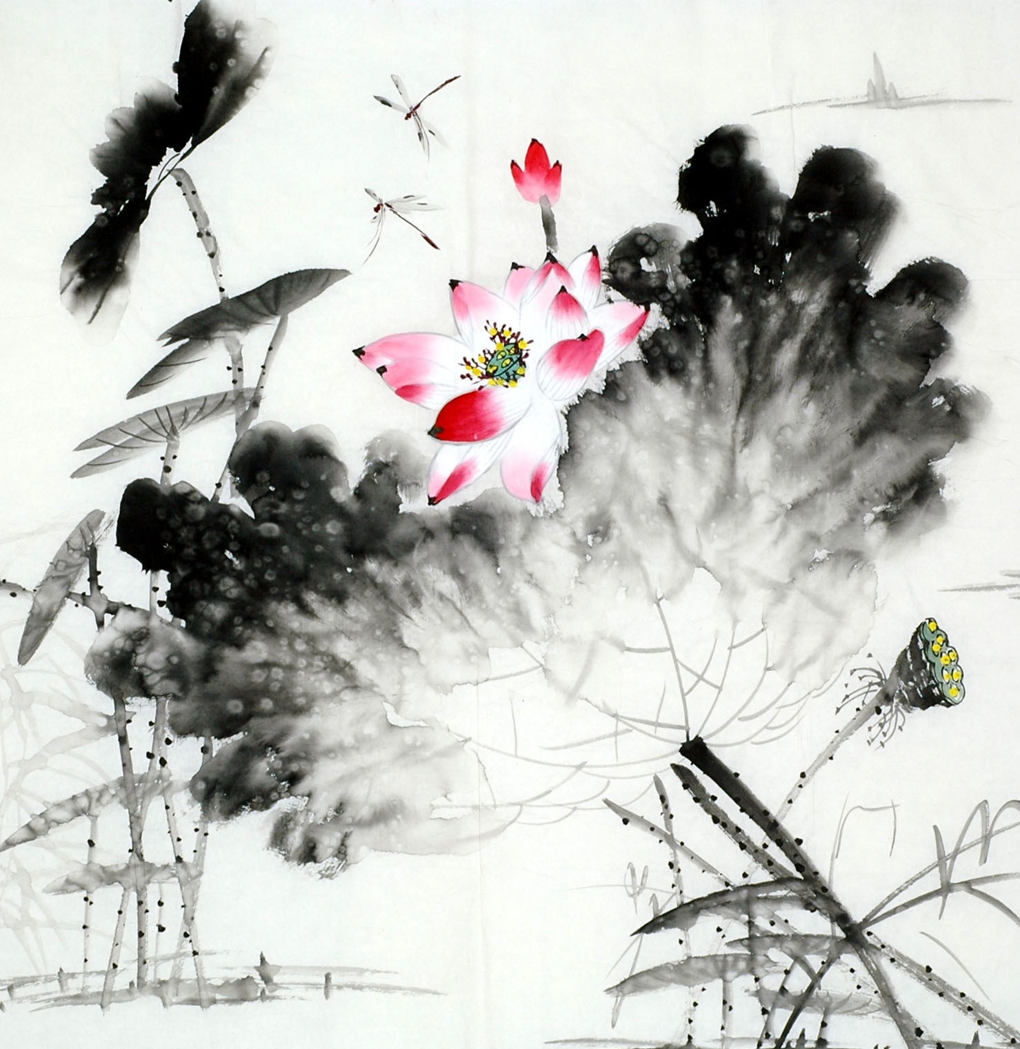 Chinese Lotus Painting - CNAG011735