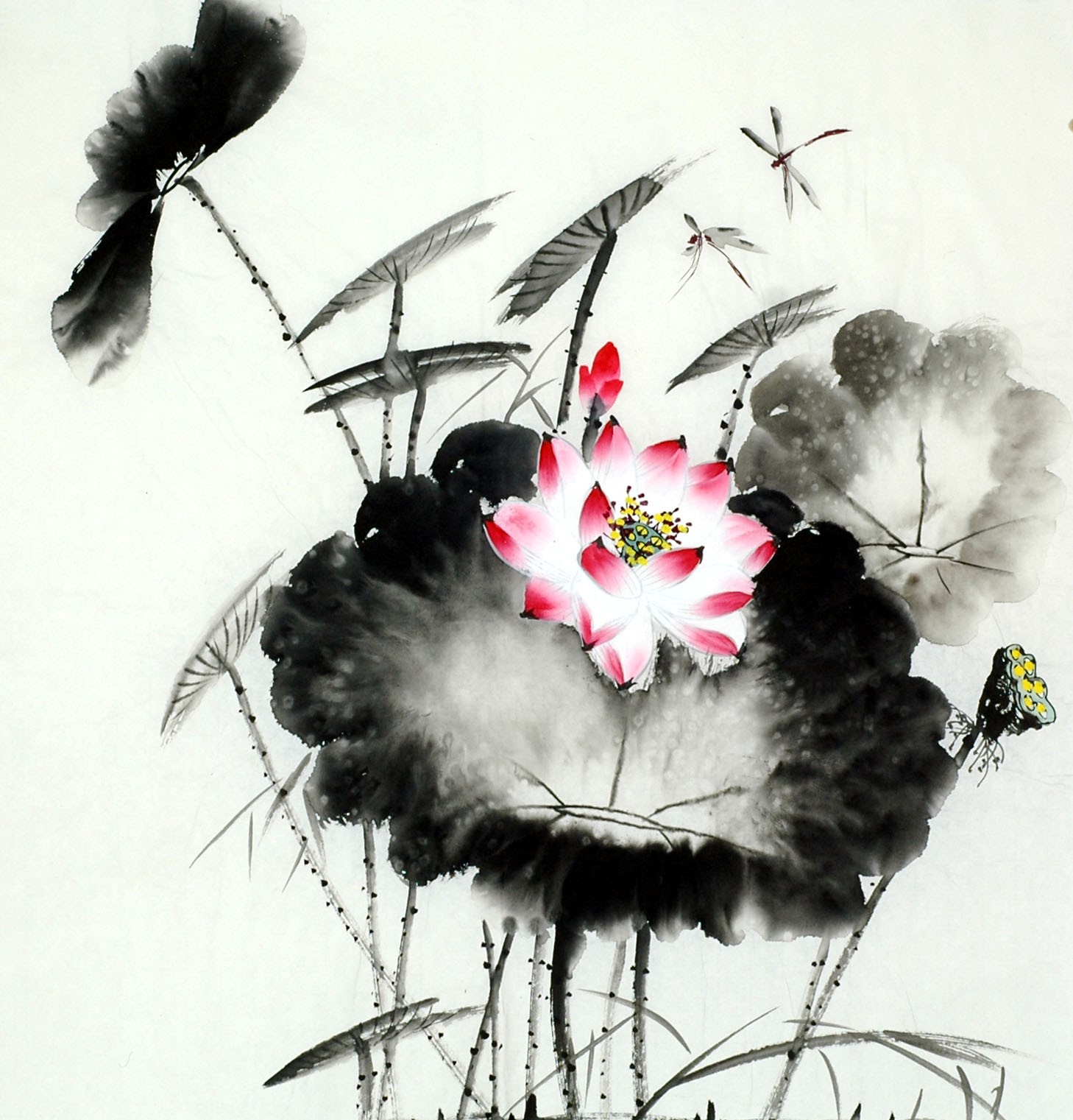 Chinese Lotus Painting - CNAG011758