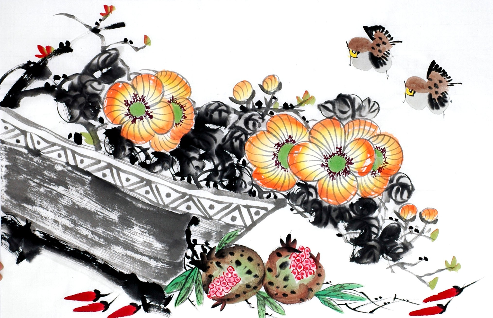 Chinese Flowers&Trees Painting - CNAG012908