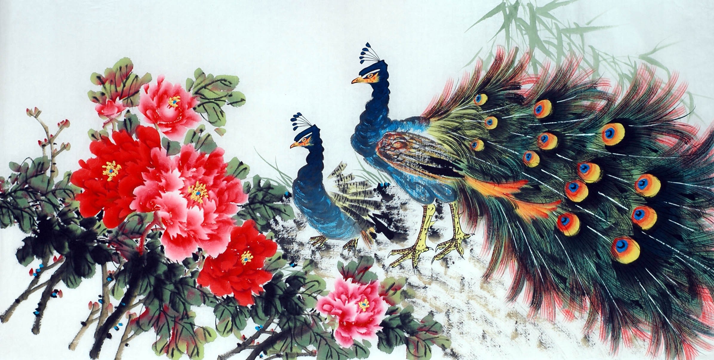 Chinese Peacock Painting - CNAG013311