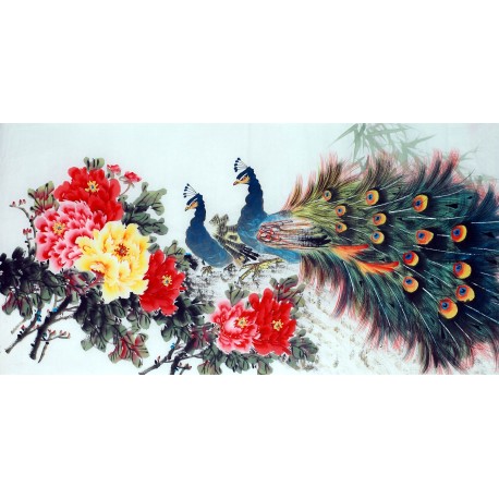 Chinese Peacock Painting - CNAG013323