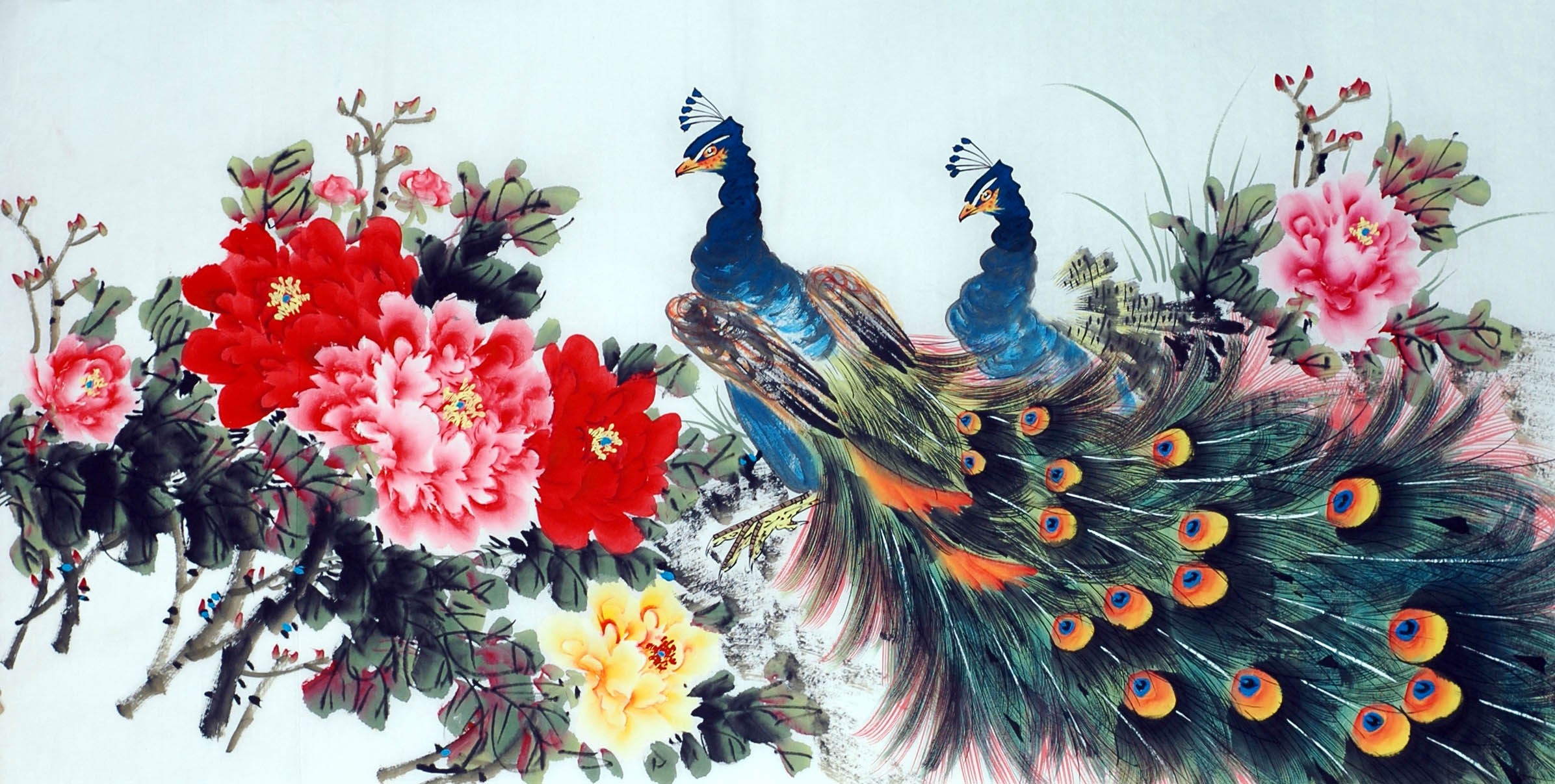 Chinese Peacock Painting - CNAG013324