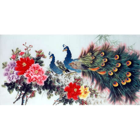 Chinese Peacock Painting - CNAG013354