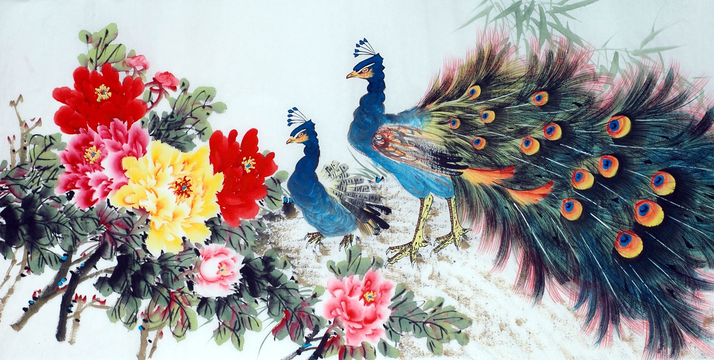 Chinese Peacock Painting - CNAG013380