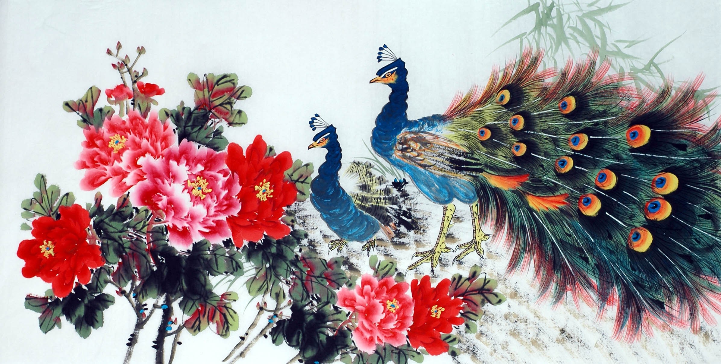 Chinese Peacock Painting - CNAG013381