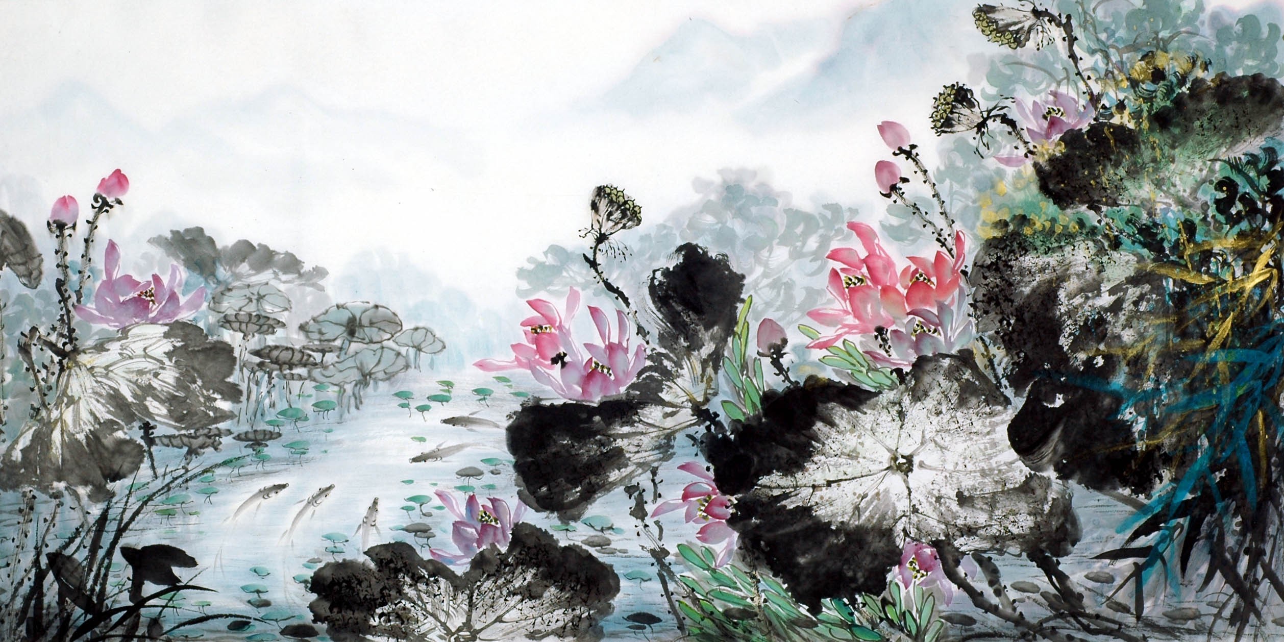 Chinese Lotus Painting - CNAG013643