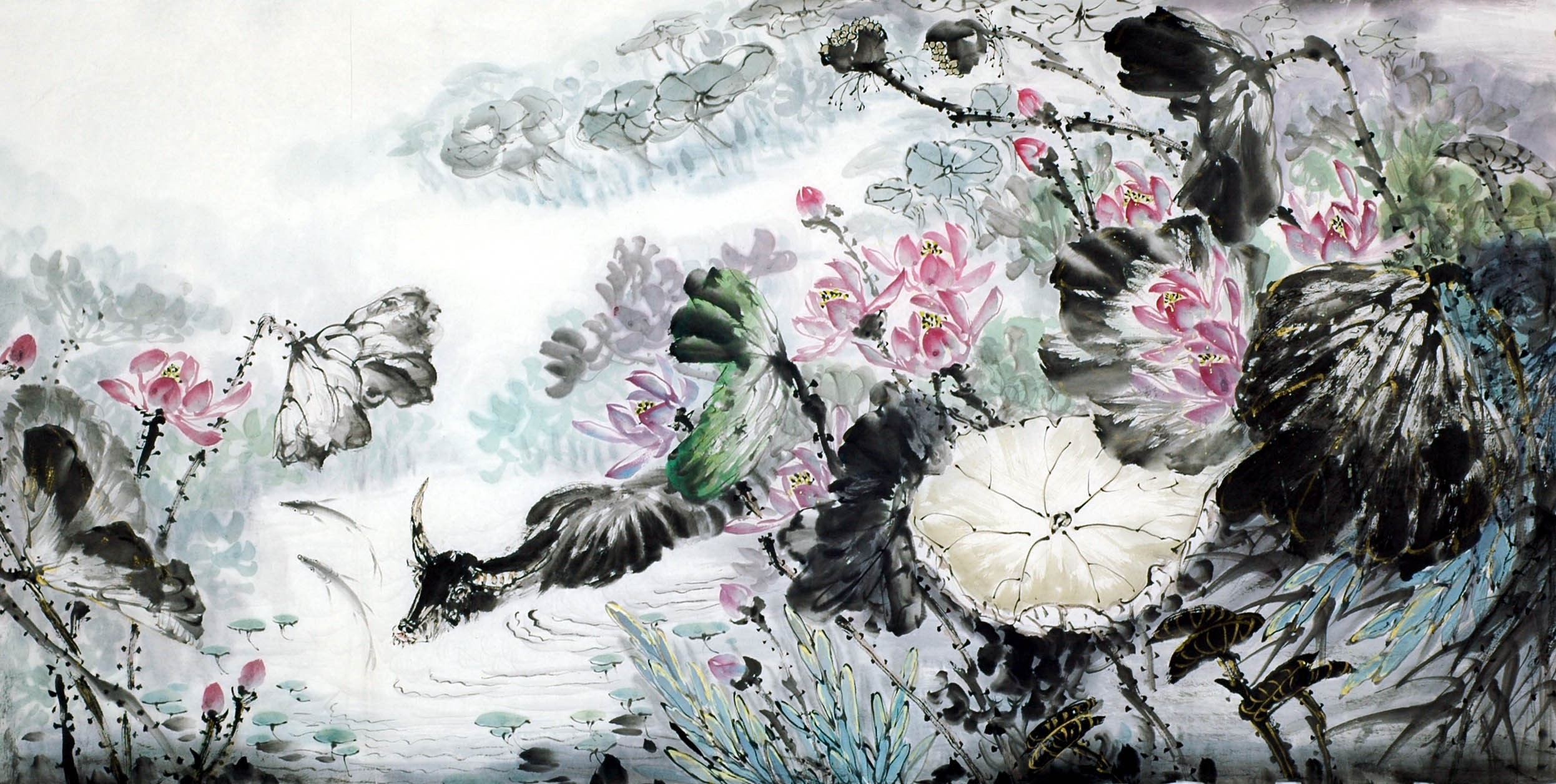 Chinese Lotus Painting - CNAG013645