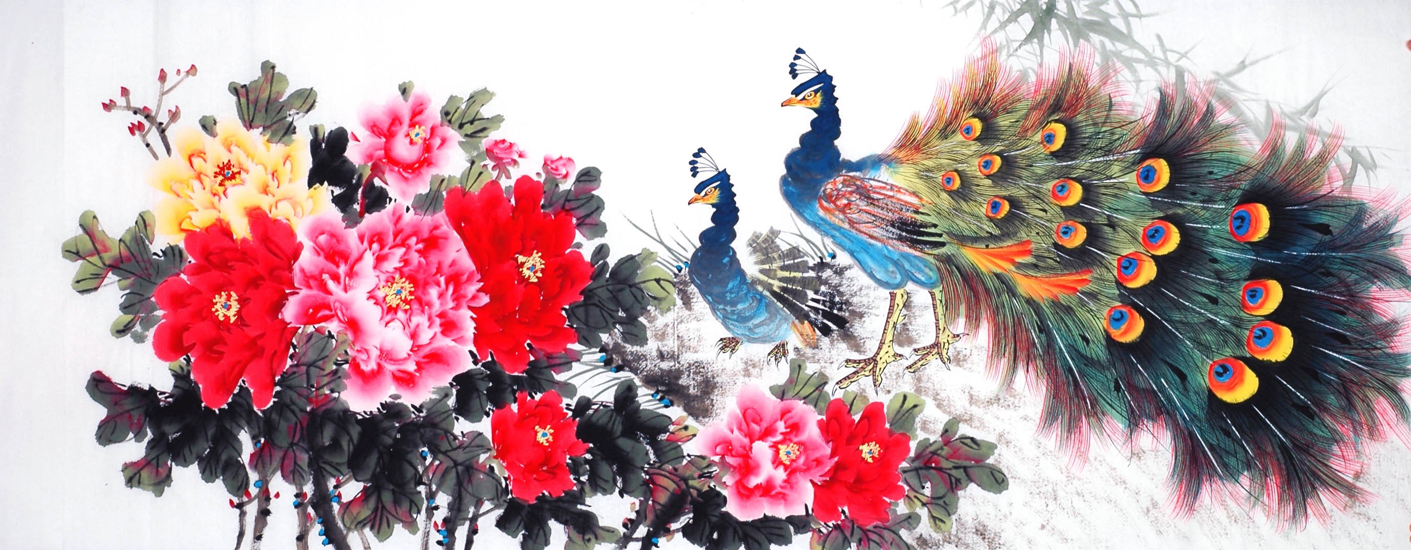 Chinese Peacock Painting - CNAG013921