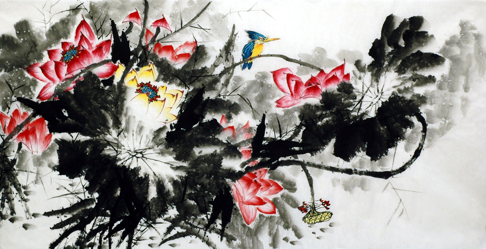 Chinese Lotus Painting - CNAG015400