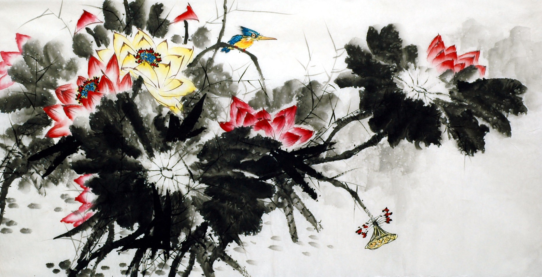 Chinese Lotus Painting - CNAG015404
