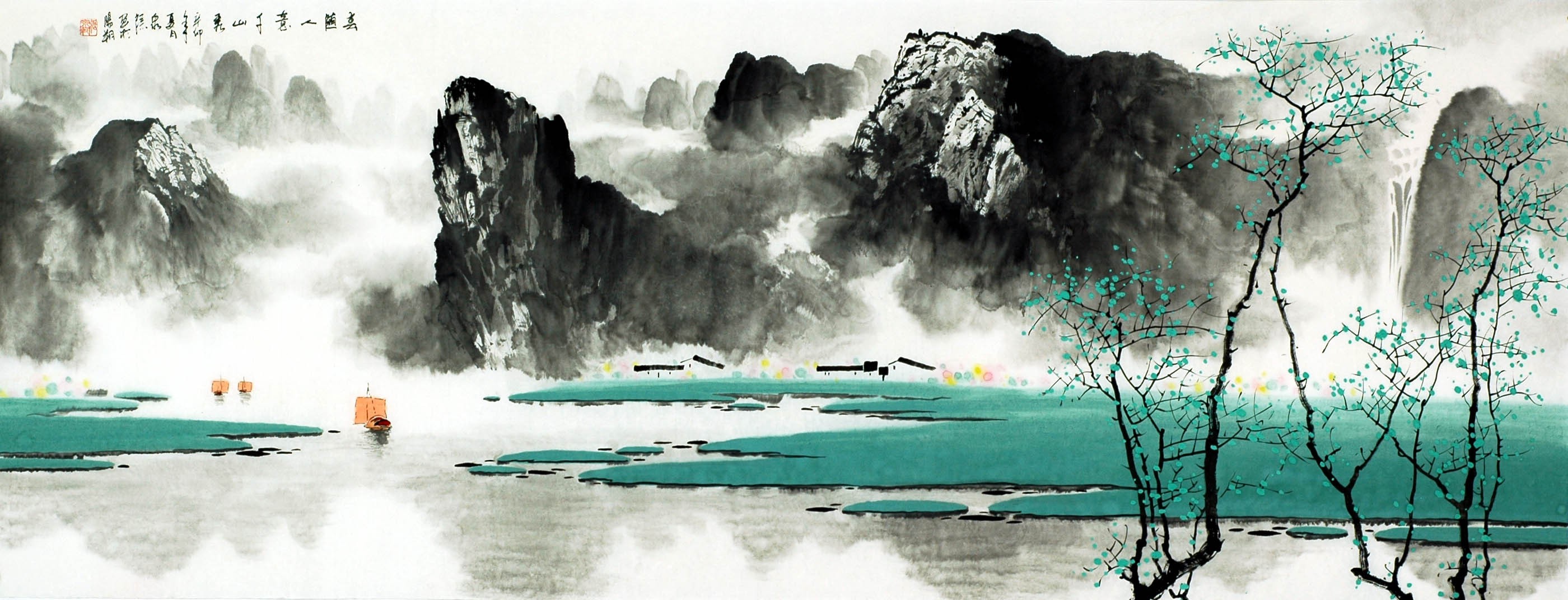 Chinese Landscape Painting - CNAG007436
