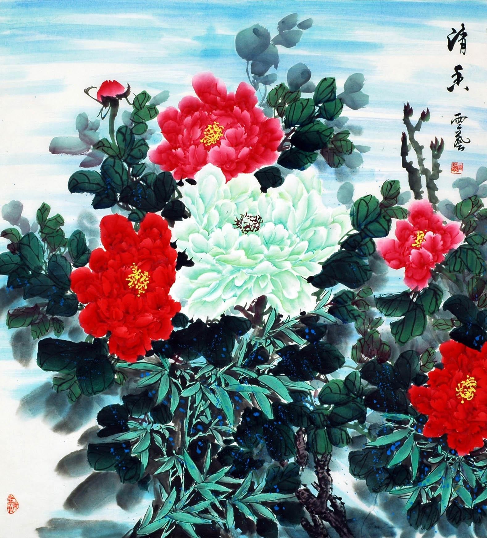 Chinese Peony Painting - CNAG007532