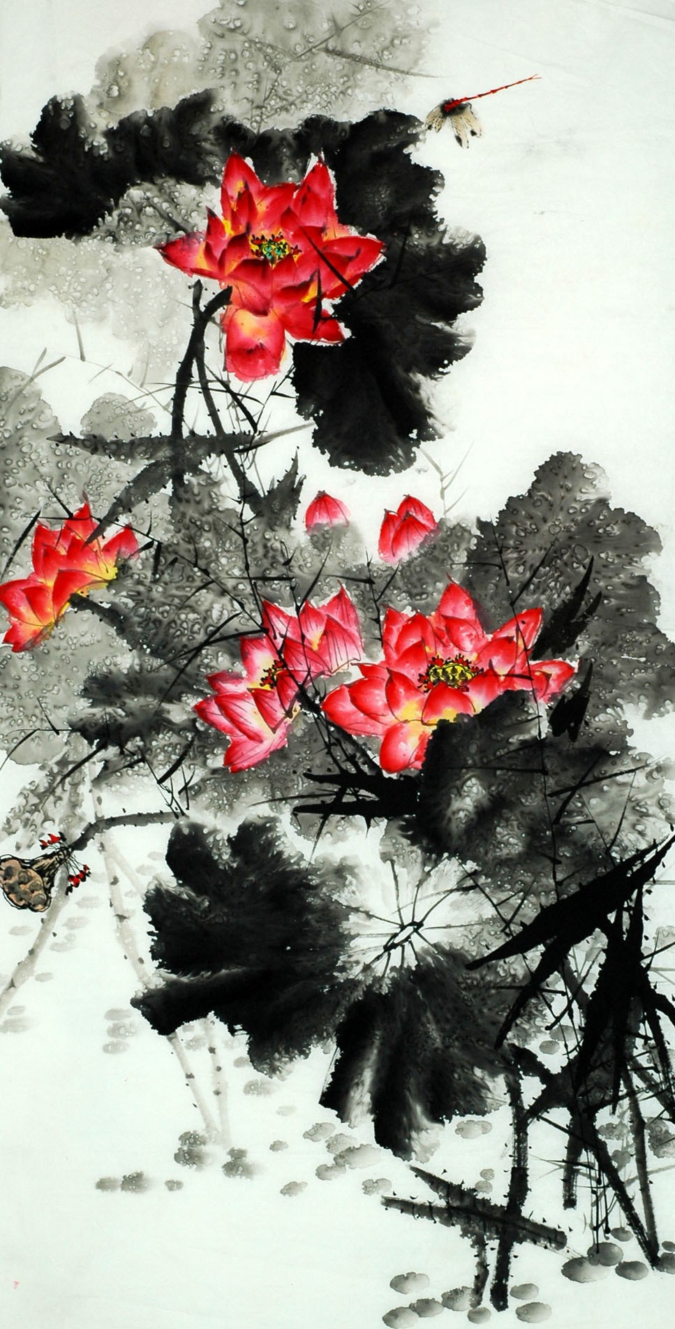 Chinese Lotus Painting - CNAG007707