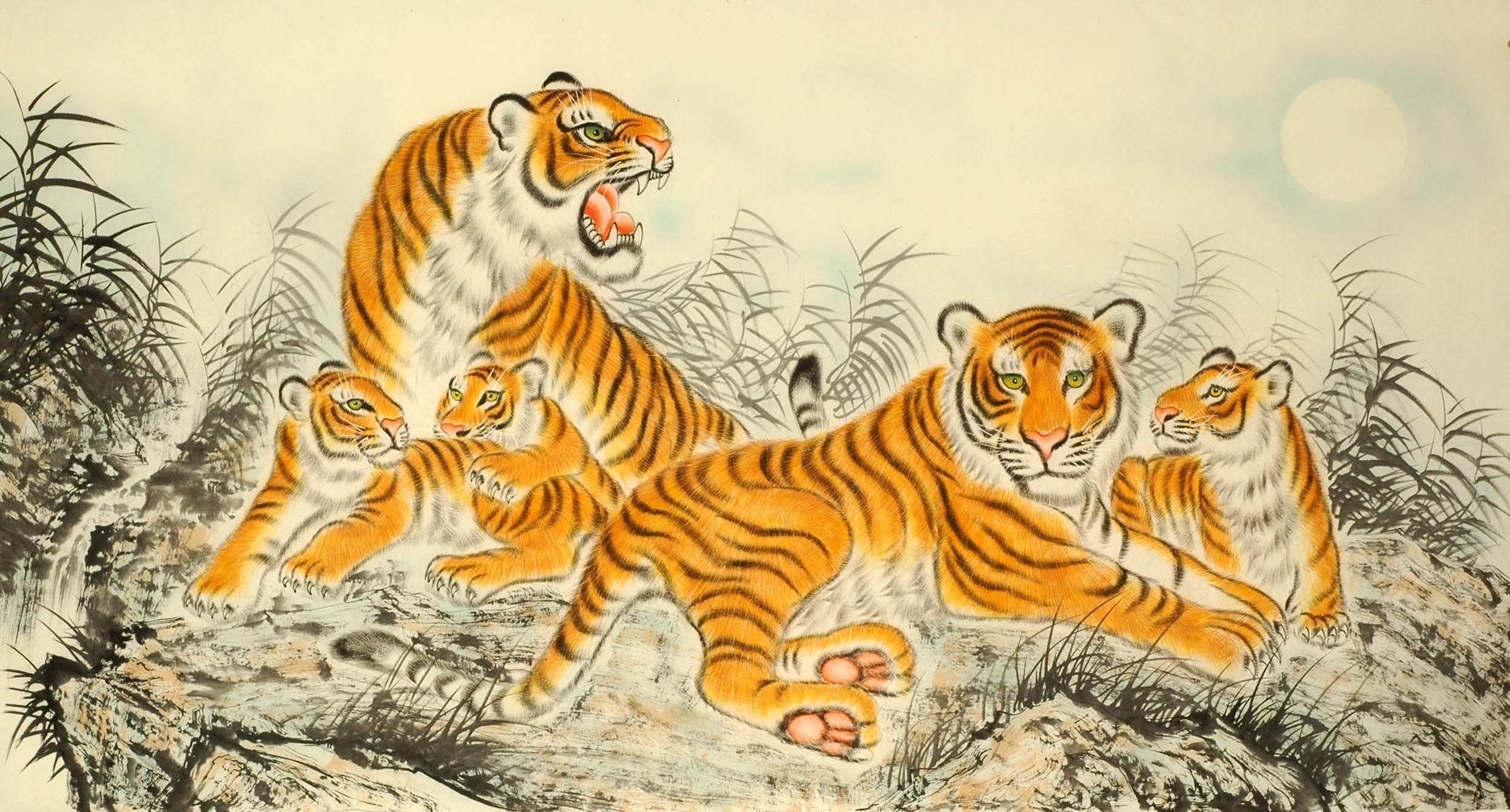 Chinese Tiger Painting - CNAG008379