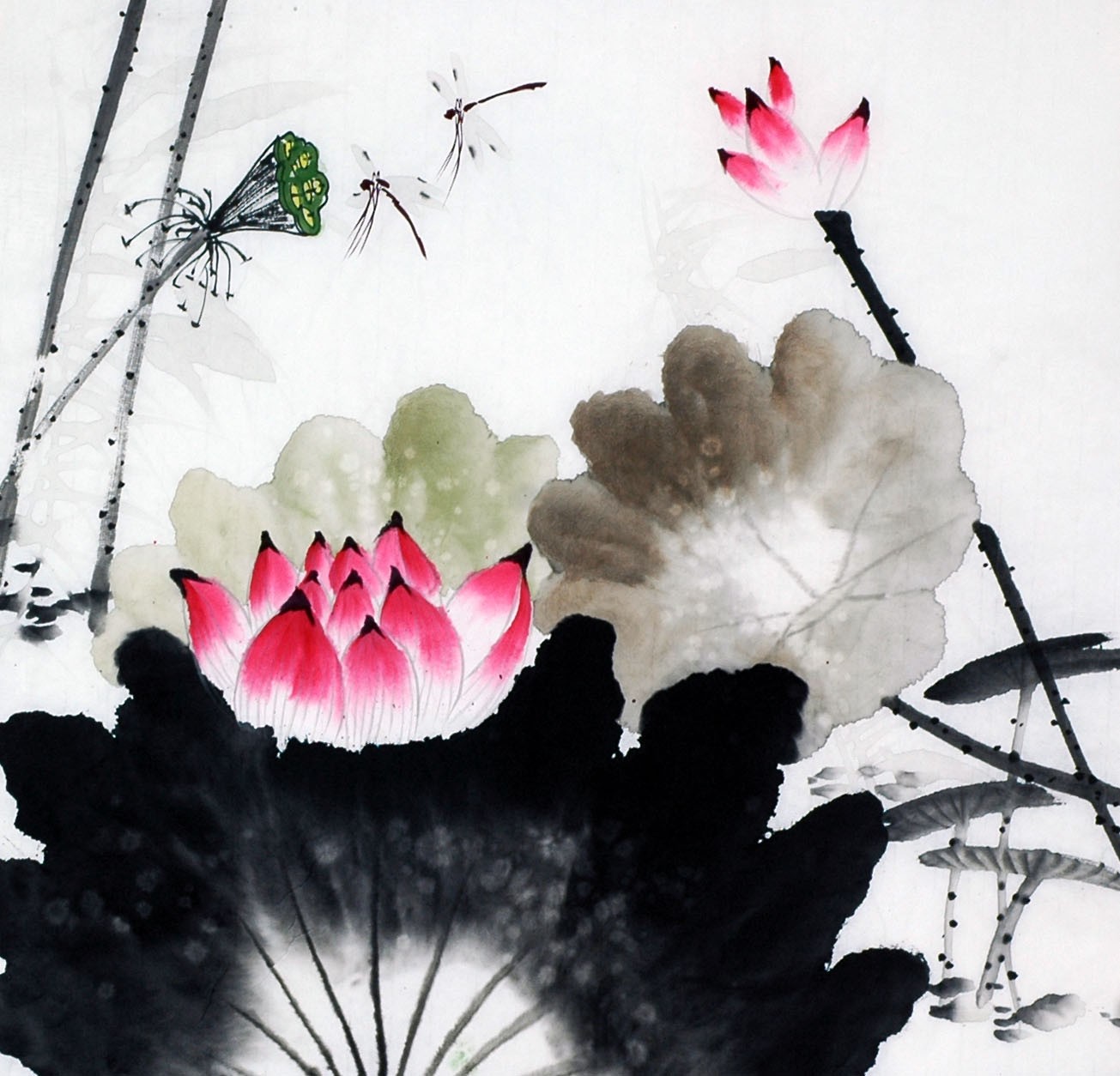 Chinese Lotus Painting - CNAG008701