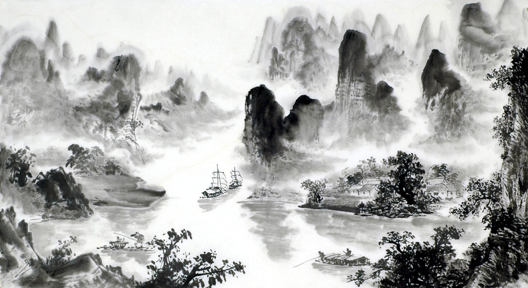 Chinese Landscape Painting - CNAG008806