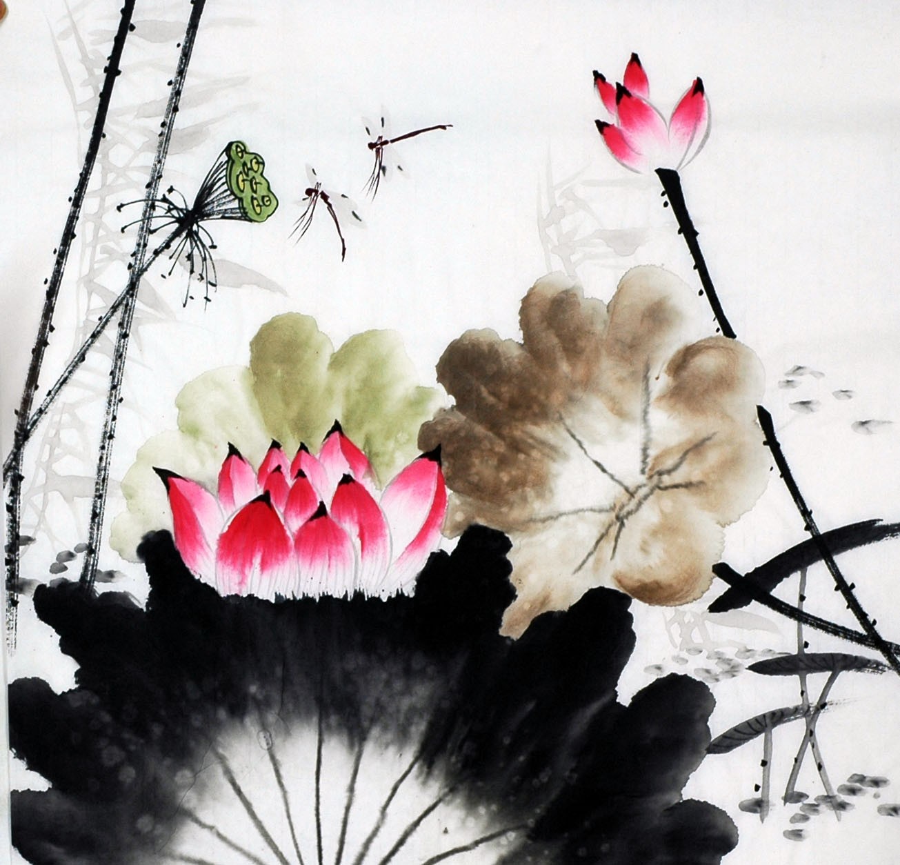 Chinese Lotus Painting - CNAG009316