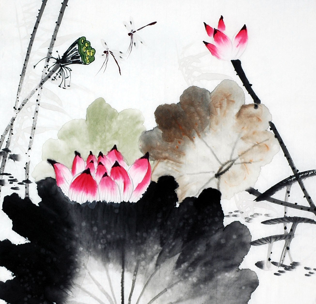 Chinese Lotus Painting - CNAG009318