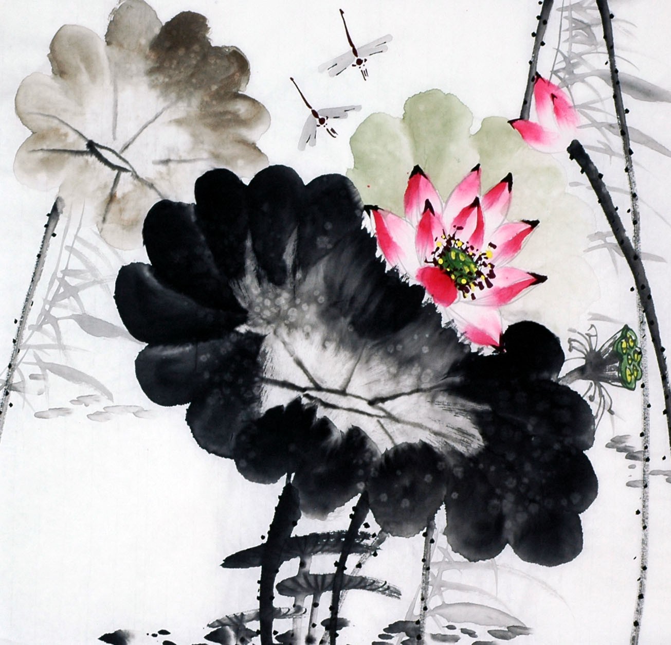 Chinese Lotus Painting - CNAG009324