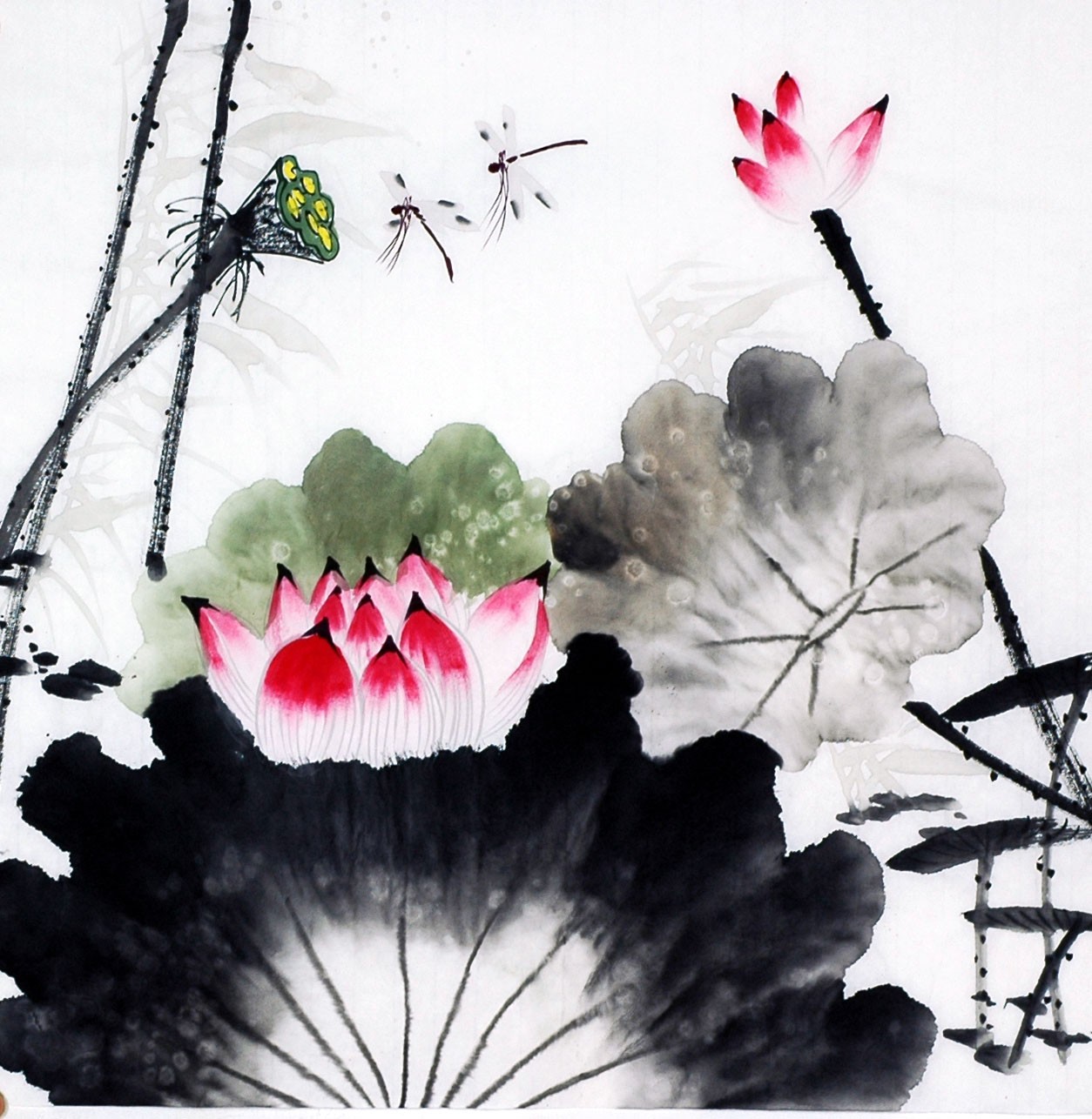 Chinese Lotus Painting - CNAG009325
