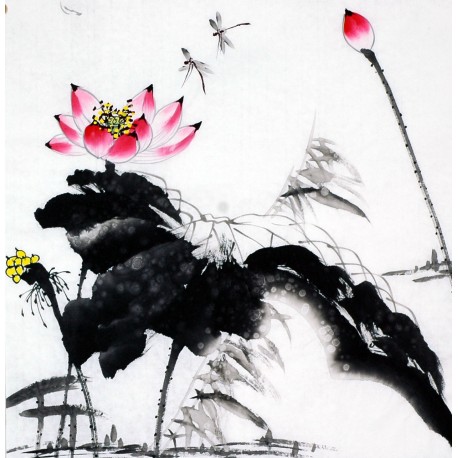 Chinese Lotus Painting - CNAG009326