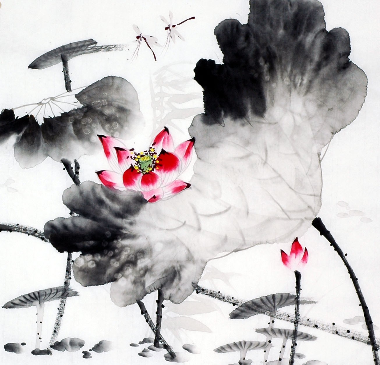Chinese Lotus Painting - CNAG009327