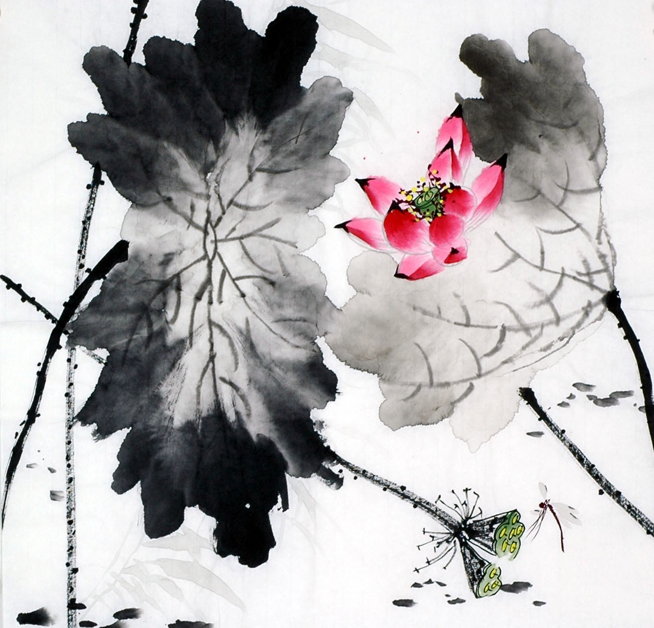 Chinese Lotus Painting - CNAG009329