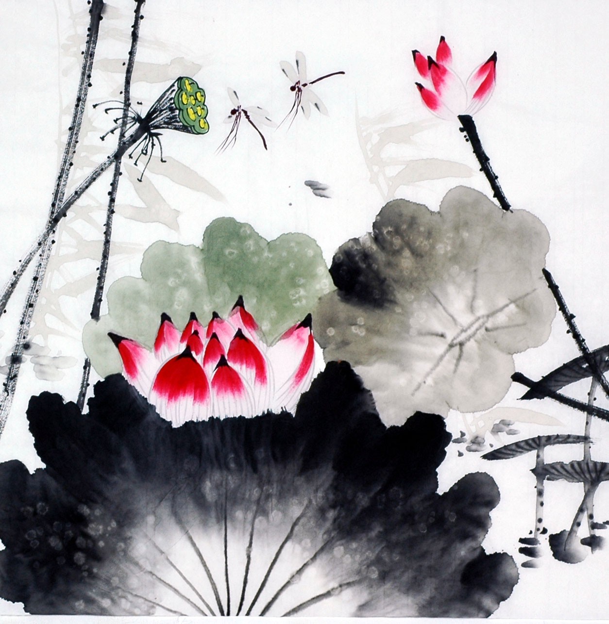 Chinese Lotus Painting - CNAG009334