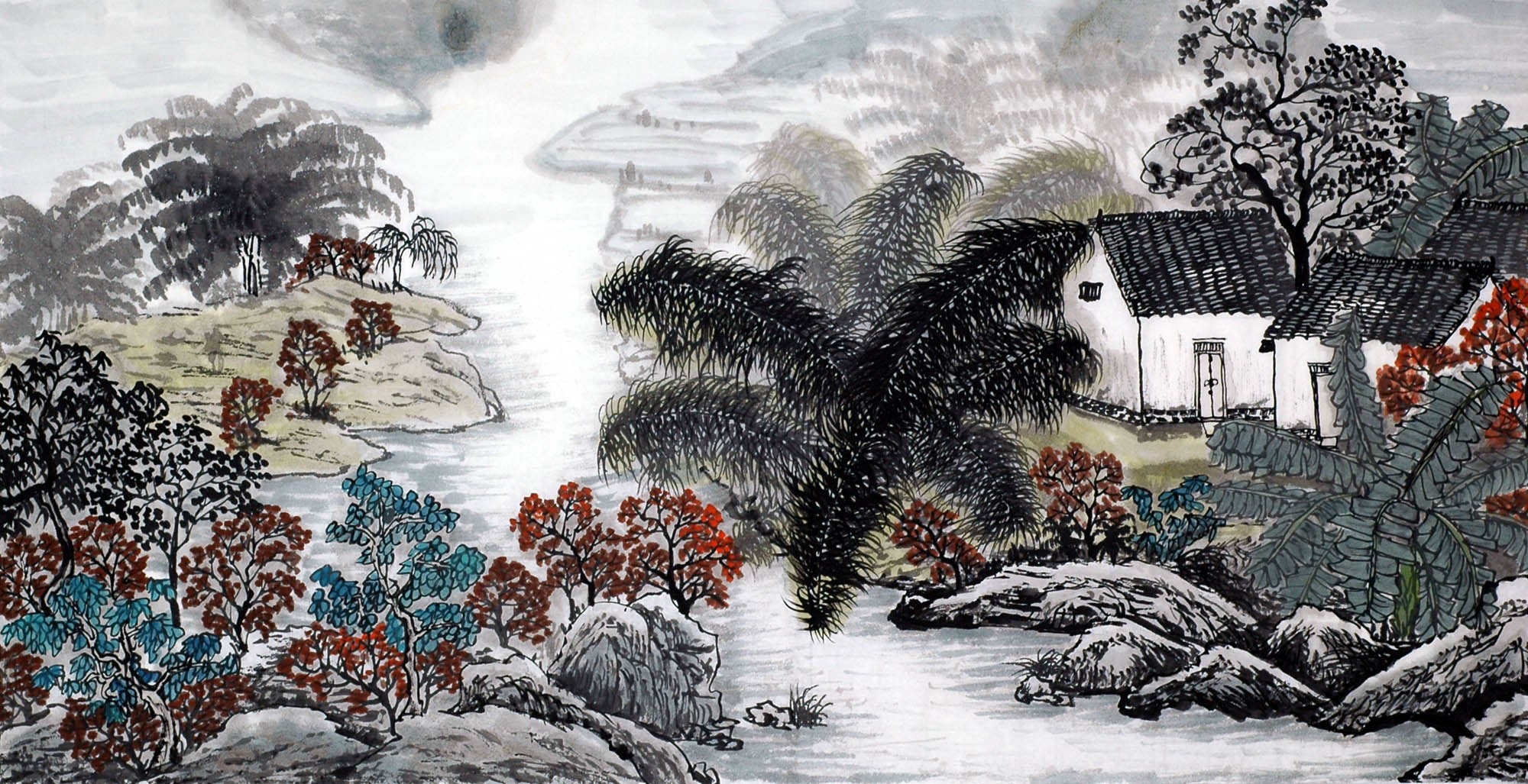 Chinese Landscape Painting - CNAG009394