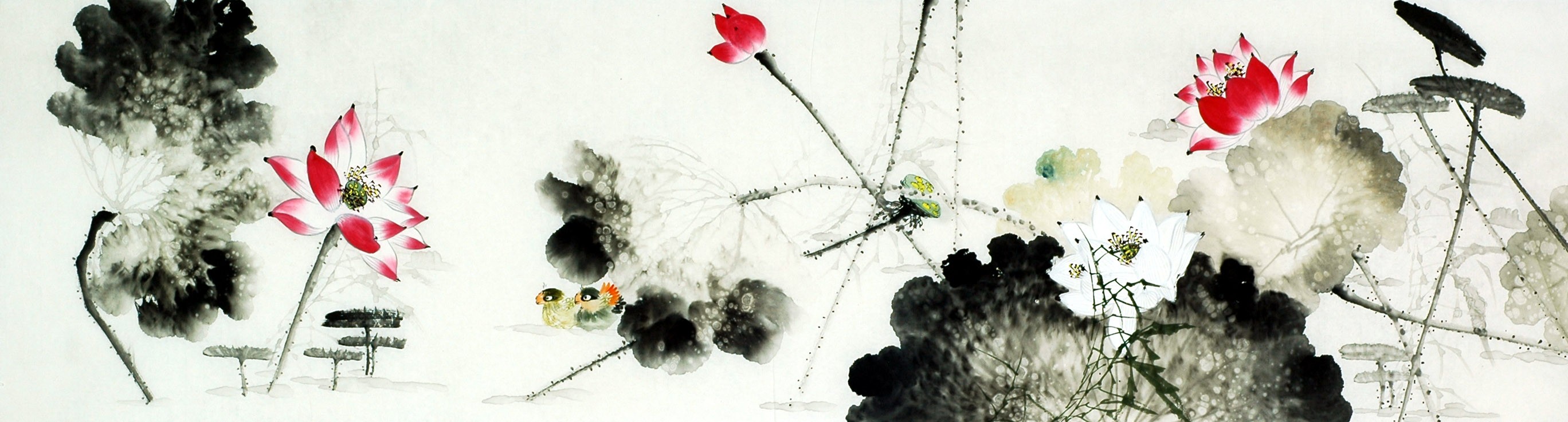 Chinese Lotus Painting - CNAG009535