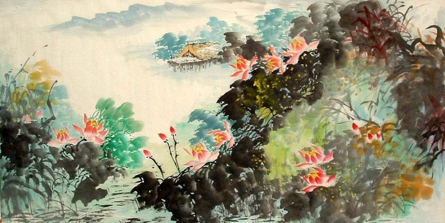 Chinese Lotus Painting - CNAG009703