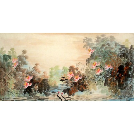 Chinese Lotus Painting - CNAG009704