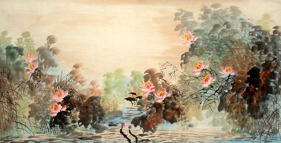 Chinese Lotus Painting - CNAG009704