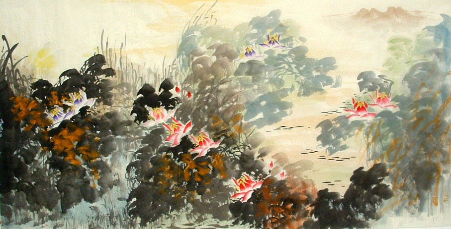 Chinese Lotus Painting - CNAG009705