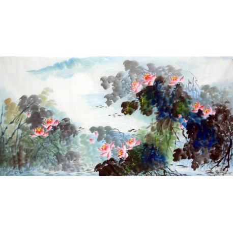 Chinese Lotus Painting - CNAG009706